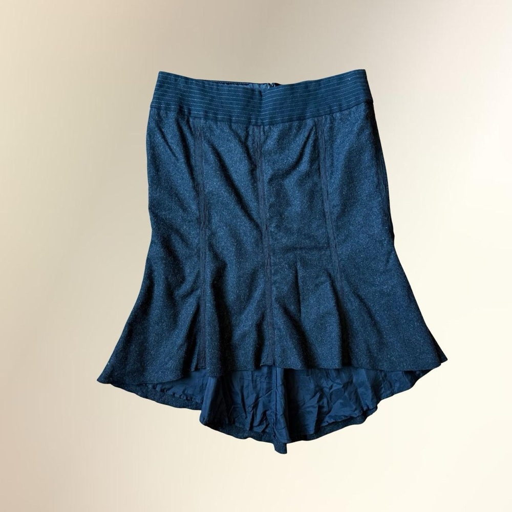 Dark Gray High-Low Flared Wool Skirt